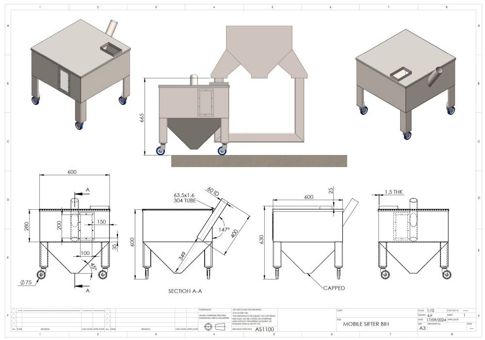 mobile catch hopper design