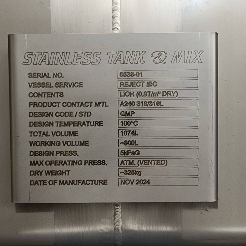 IBC powdered product plaque