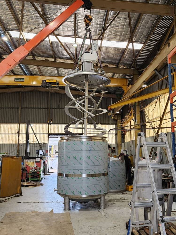 6000L steam jacketed mixer fitting ribbons