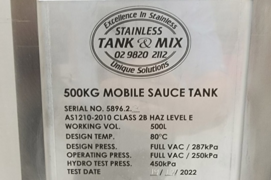 500 kg mobile sauce tank